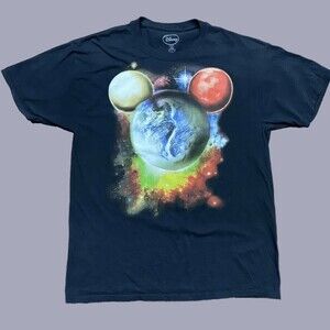 Disney Mickey Mouse Planets Universe Graphic Cotton T-Shirt Men's Size Large